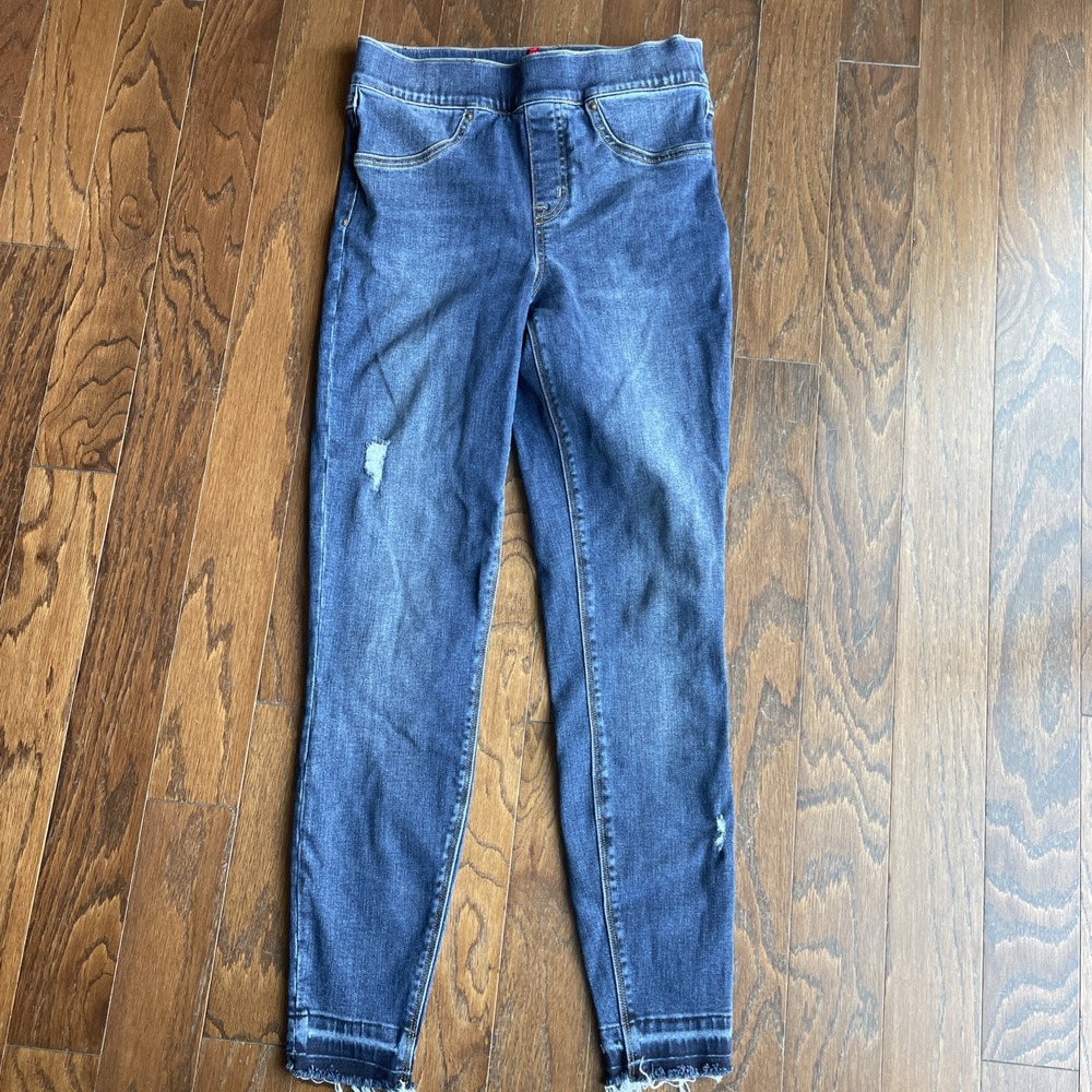 SPANX Distressed Skinny Pull On Jeans Leggings Medium Blue Size S‎